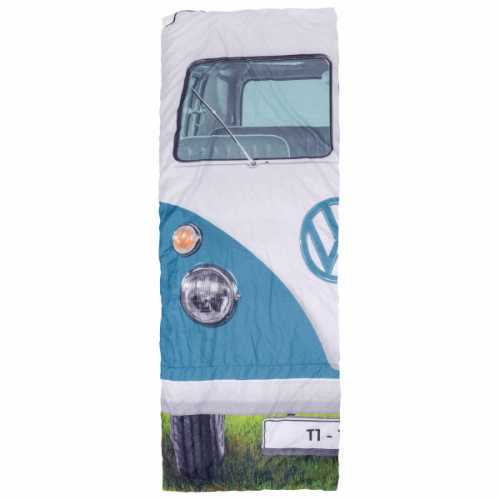 Foto van VW Collection - VW T1 Bus Einzelschlafsack - Synthetische slaapzak maat 180 x 75 cm, grijs/blauw