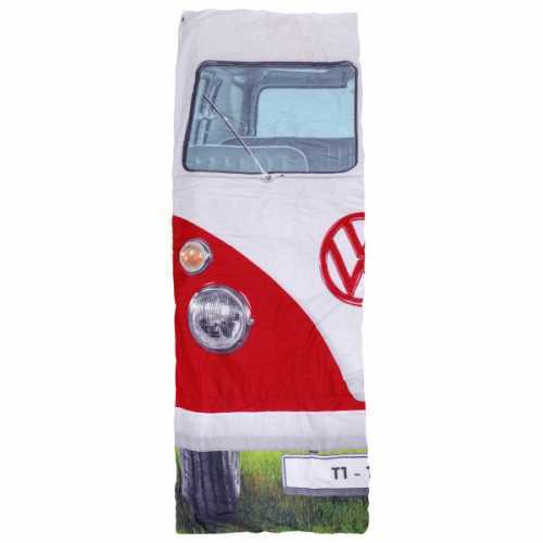 Foto van VW Collection - VW T1 Bus Einzelschlafsack - Synthetische slaapzak maat 180 x 75 cm, grijs/rood