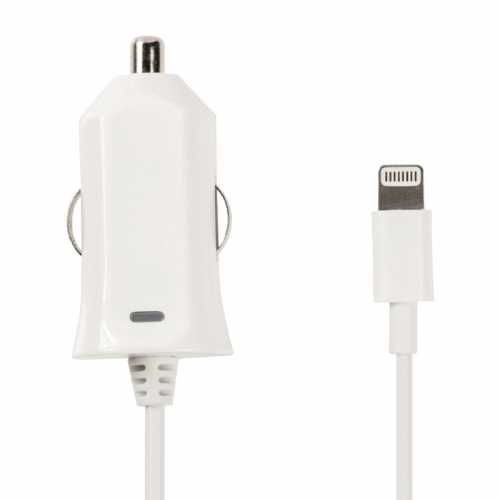 Foto van Lightning Autolader voor Apple iPhone en iPad - 10W - 1 meter - Wit