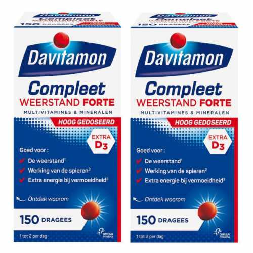 Foto van Davitamon Compleet Forte Weerstand Vitamine Tabletten Hooggedoseerd voordeelverpakking