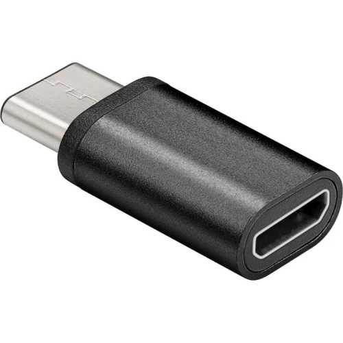 Foto van Wentronic 56635 USB-C USB 2.0 Micro-Buchse (Typ B) Zwart kabeladapter/verloopstukje