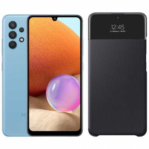 Foto van Samsung Galaxy A32 128GB Blauw 4G + Samsung Galaxy A 32 4G S View Book Case Zwart