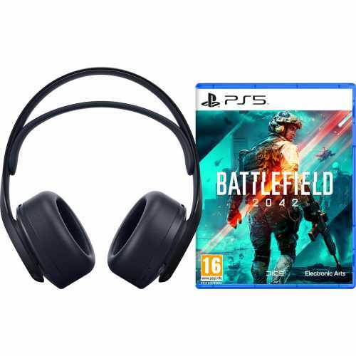 Foto van Battlefield 2042 PS5 versie met Sony Pulse 3D Headset Midnight Black