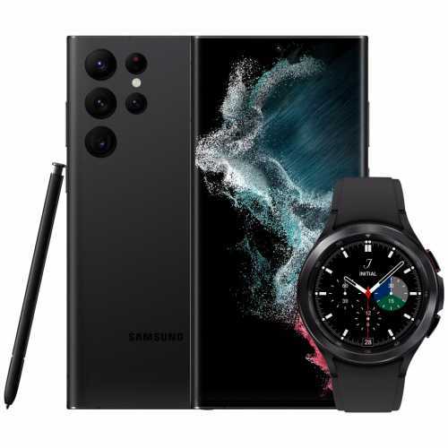 Foto van Samsung Galaxy S22 Ultra 256GB Zwart 5G + Samsung Galaxy Watch4 Classic 46 mm Zwart