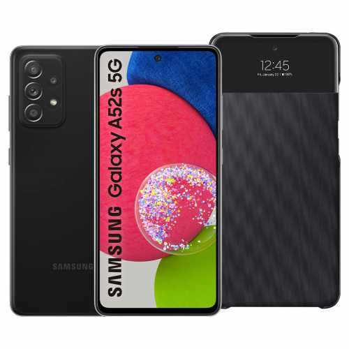 Foto van Samsung Galaxy A52s 128GB Zwart 5G + Samsung S View Book Case Zwart