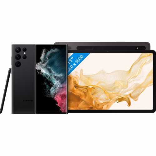 Foto van Samsung Galaxy S22 Ultra 128GB Zwart 5G + Samsung Galaxy Tab S8 11 inch 128GB Wifi Grijs