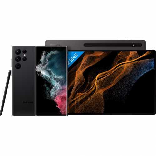 Foto van Samsung Galaxy S22 Ultra 128GB Zwart 5G + Galaxy Tab S8 Ultra 14.6 inch 128GB Wifi Grijs