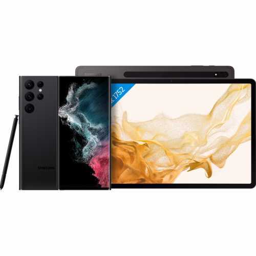 Foto van Samsung Galaxy S22 Ultra 128GB Zwart 5G + Galaxy Tab S8 Plus 12.4 inch 128GB Wifi Grijs
