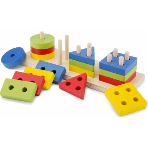 Foto van New Classic Toys blokkenpuzzel Geometrisch junior hout 16 stukjes
