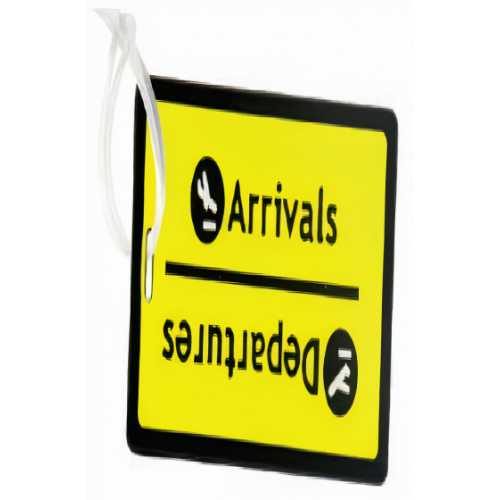Foto van Fisura bagagelabel arrivals/departures 6 x 11 cm PVC geel