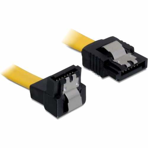Foto van DeLOCK 82811 SATA kabel recht/haaks 6Gb/s male/male 0.5m geel