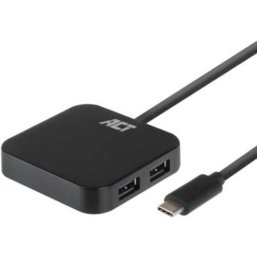 Foto van ACT Connectivity USB-C Hub 4 port met stroomadapter USB 3.2 Gen 1
