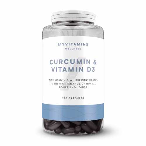 Foto van Curcumin & Vitamine D3 Capsules - 180Capsules