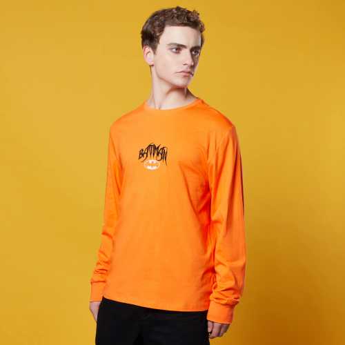 Foto van Batman Embroidered Chest Long Sleeve T-Shirt - Orange - M