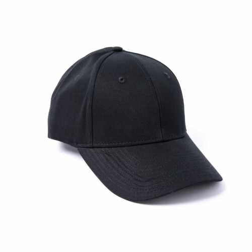 Foto van Own Brand 6 Panel Cotton Baseball Cap Black Mr Flat Embroidered