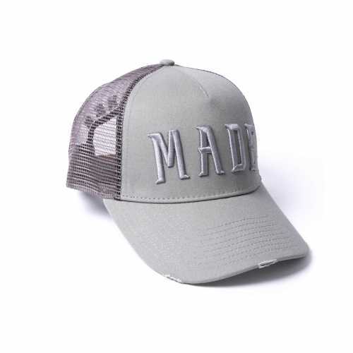 Foto van Milliner Sleet Grey Distressed Cotton Trucker Made 3D Embroidered